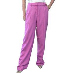 J.Crew Wool Blend Tailored Trousers Pink Fuchsia Wide Leg Pants Size 4